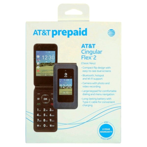 AT&T Cingular Flex 2, 4GB, Classic Navy - Prepaid Phone [Locked to AT&T] No Contract Month to Month