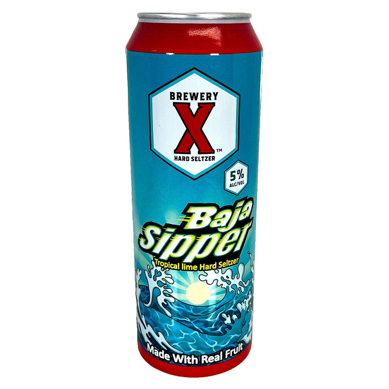 Brewery x baja sipper tropical lime hard seltzer 19 2oz can