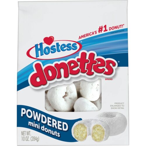 Hostess donettes powdered sugar mini donuts 10 5oz bag