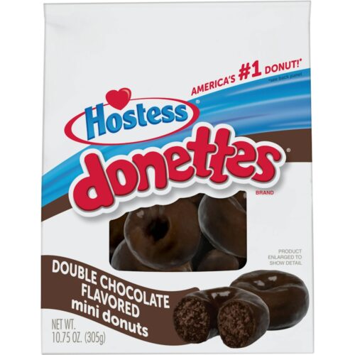 Hostess double chocolate frosted donettes bag mini breakfast donuts