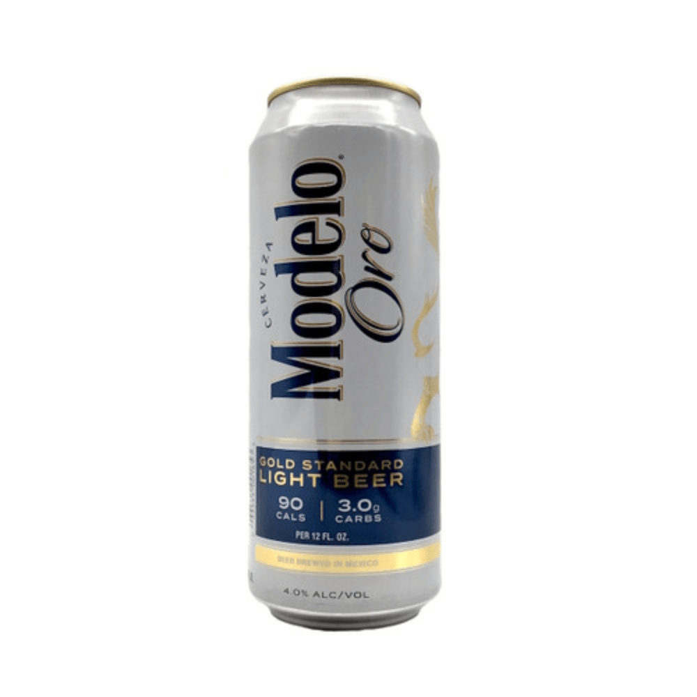 Modelo oro gold standard light beer single can 24oz