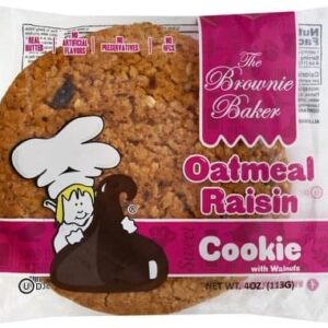 Brownie baker cookie oatmeal raisin with walnuts