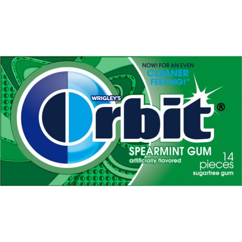Orbit spearmint sugar free chewing gum single pack 14 piece