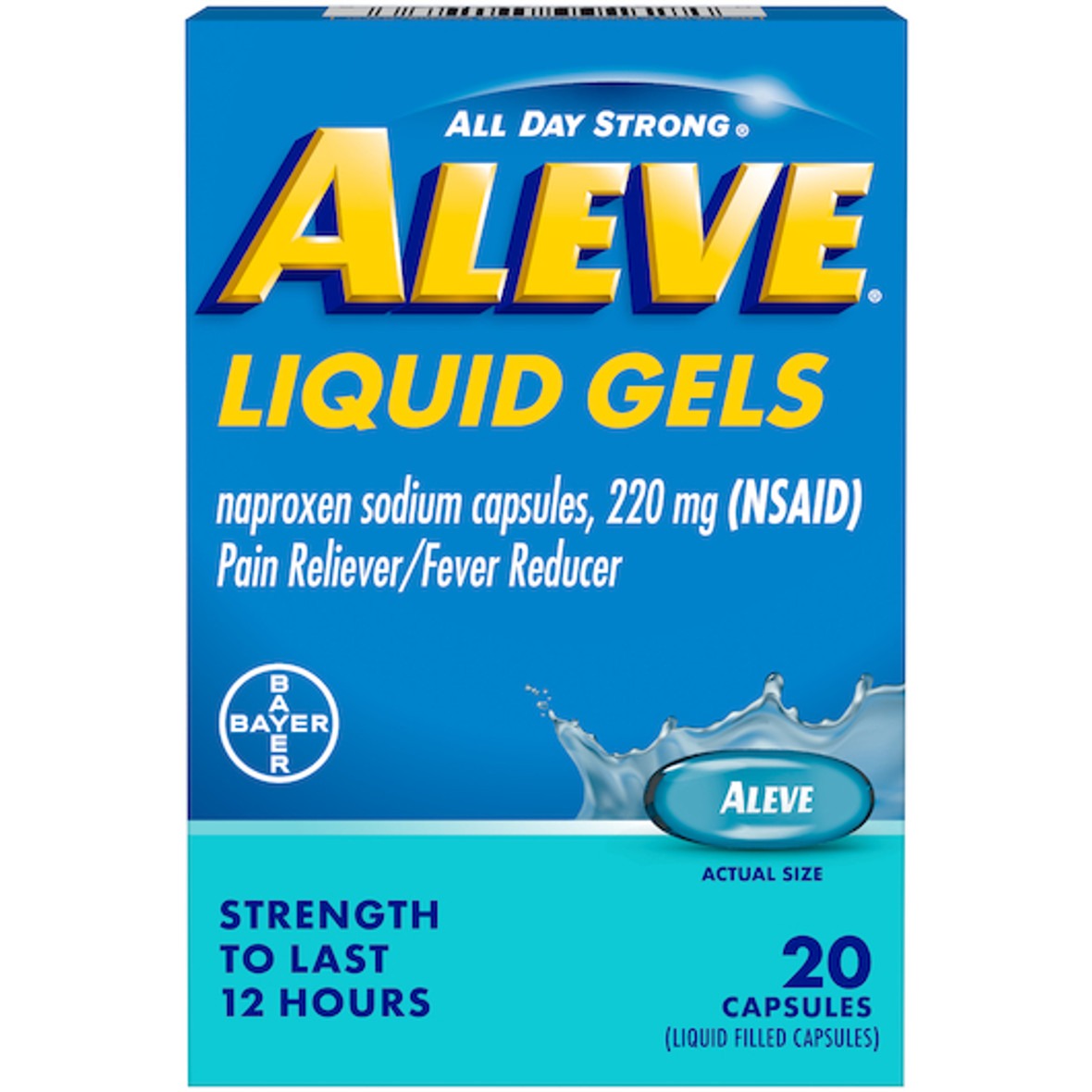 Aleve Pain Reliever & Fever Reducer Naproxen Sodium Liquid Gels 220mg