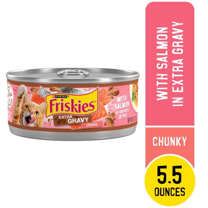 Friskies Purina Extra Chunky With Salmon In Savory Gravy Cat Food, 5.5 Oz