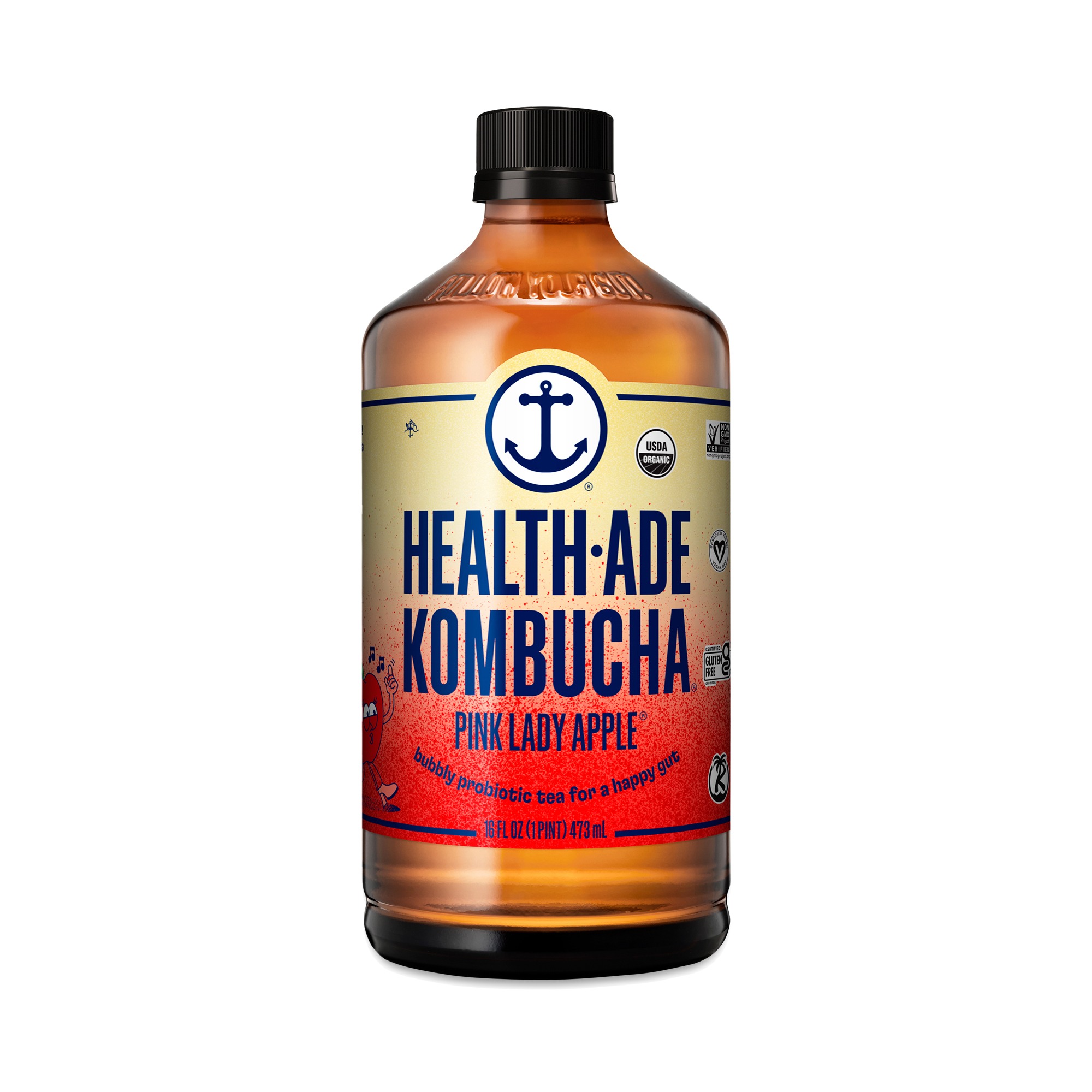 Health-Ade Organic Pink Lady Apple Kombucha, 16 Fl Oz