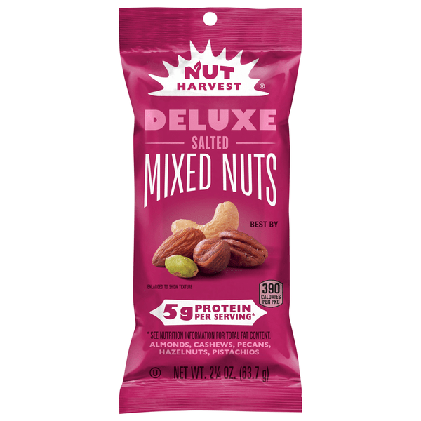 Nut Harvest Mixed Nuts, Salted, Deluxe - 2.25 Ounce