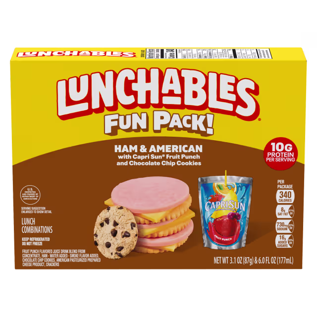 Lunchables Ham & American with Capri Sun Fruit Punch and Chocolate Chip Cookies Fun Pack 9.1OZ