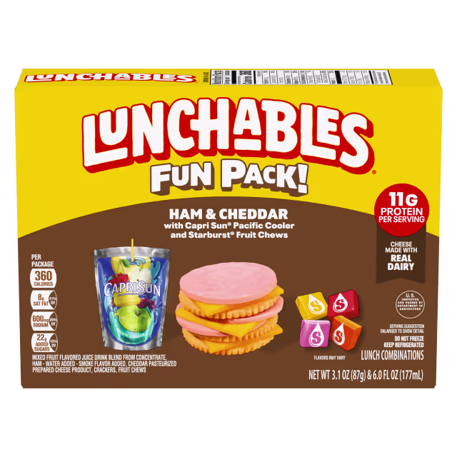 Lunchables Ham & Cheddar with Capri Sun Pacific Cooler & Starburst Fruit Chews Fun Pack 9.1OZ