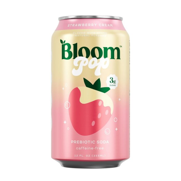 Bloom Pop Strawberry Cream Prebiotic Soda Can