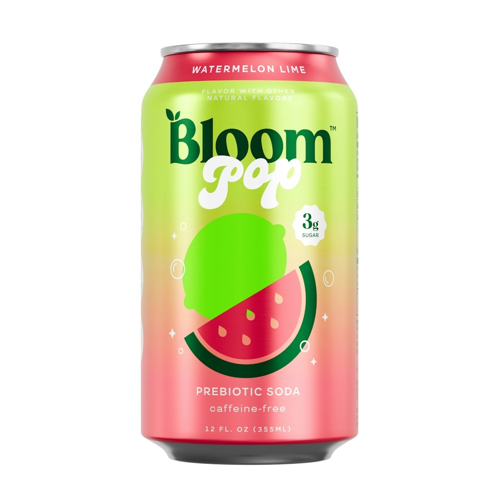 Bloom Pop Watermelon Lime Prebiotic Soda, Can - 12.0 Fl Oz